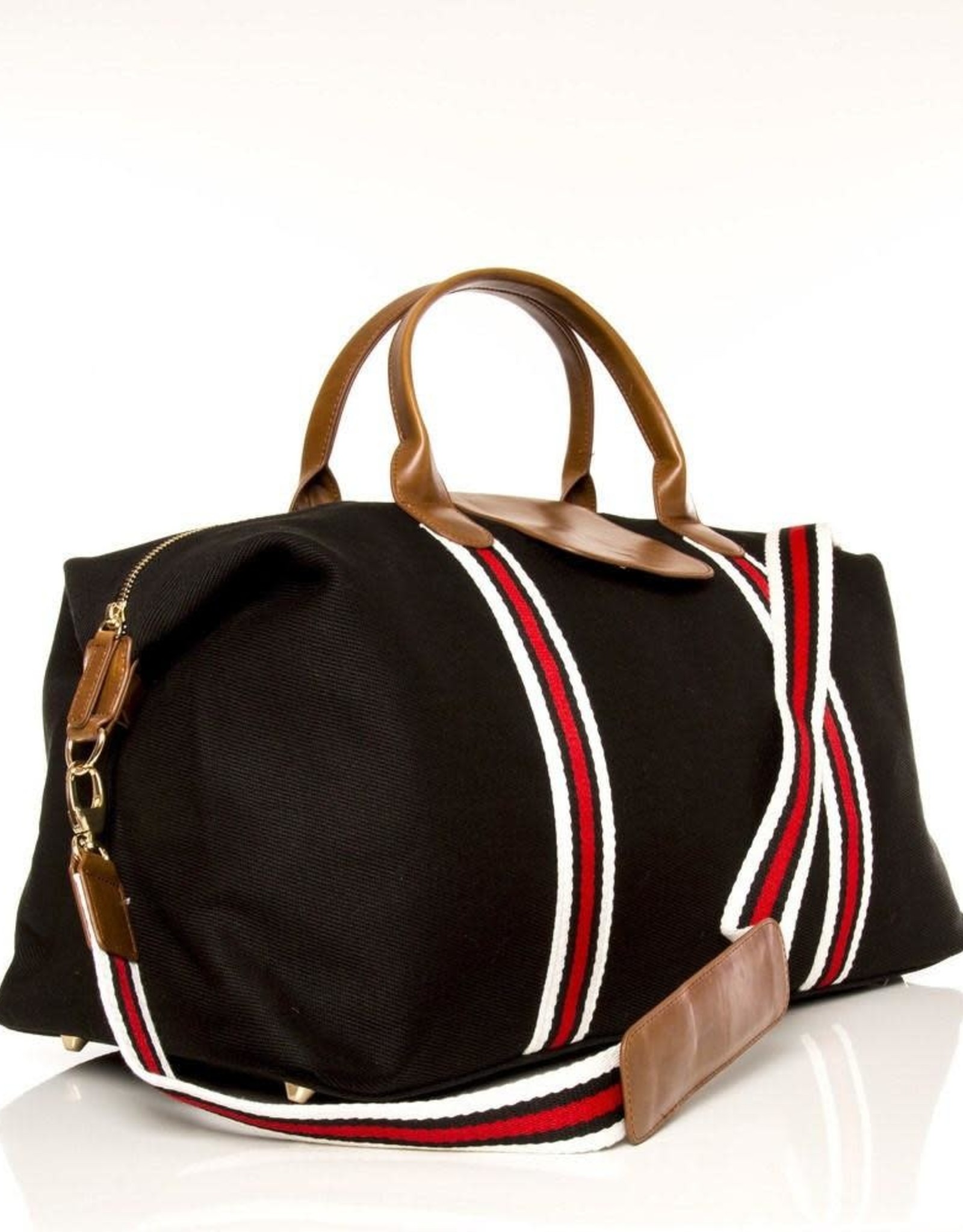 Brouk & Co Original Duffel Black Canvas red/white Stripes