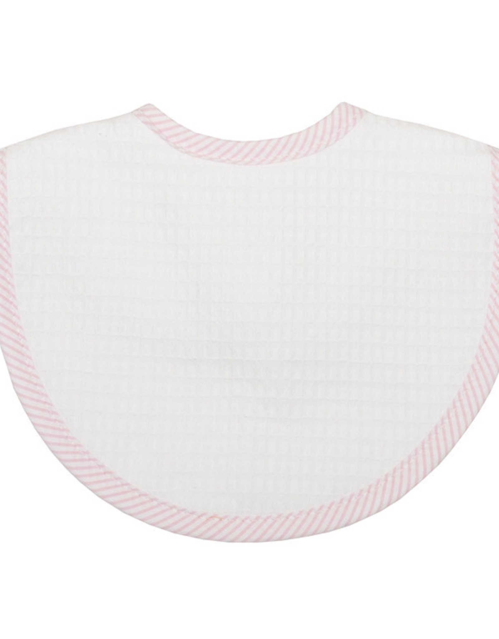 Three Marthas Basic Bib  Pique Pink Stripe