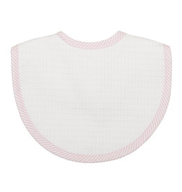 Three Marthas Basic Bib  Pique Pink Stripe