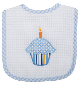 Three Marthas Feeding Bib Cupcake Blue