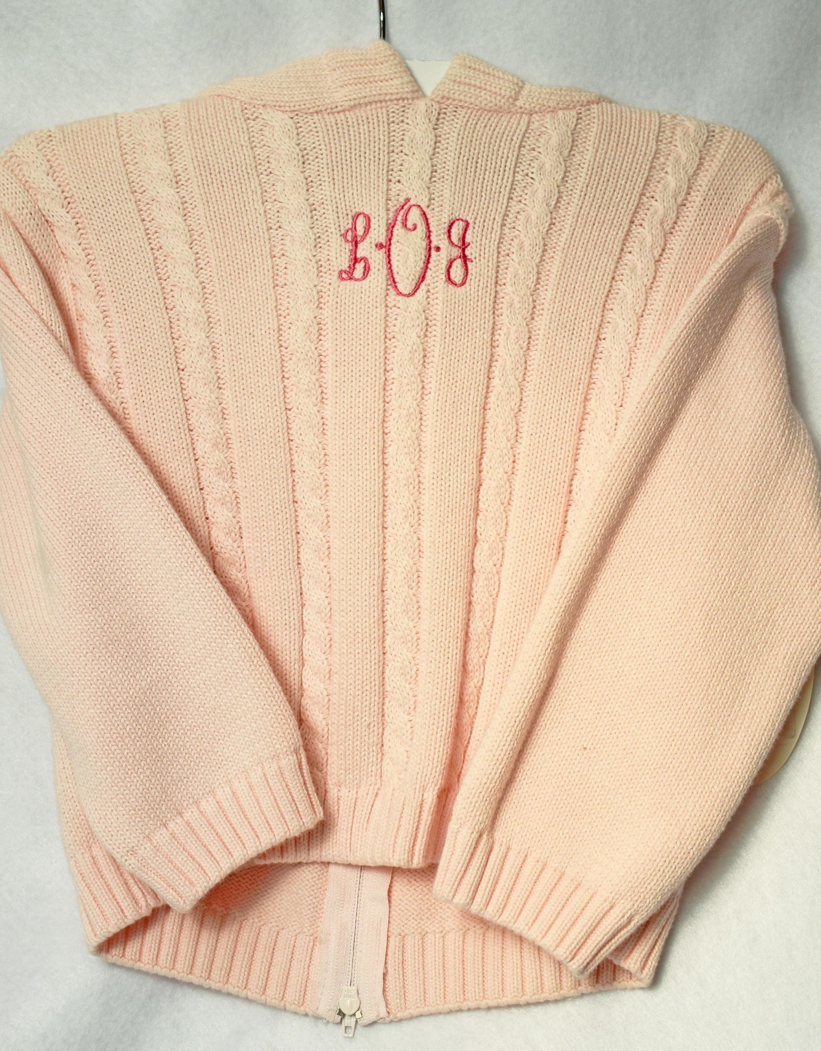 Carriage Boutique Pink Cable Hooded Sweater