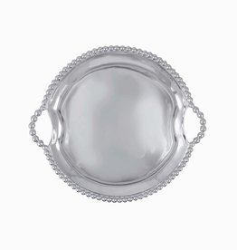 Mariposa Pearled Round HandledTray