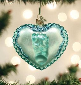 Old World Christmas Baby Boy's Footprint Ornament
