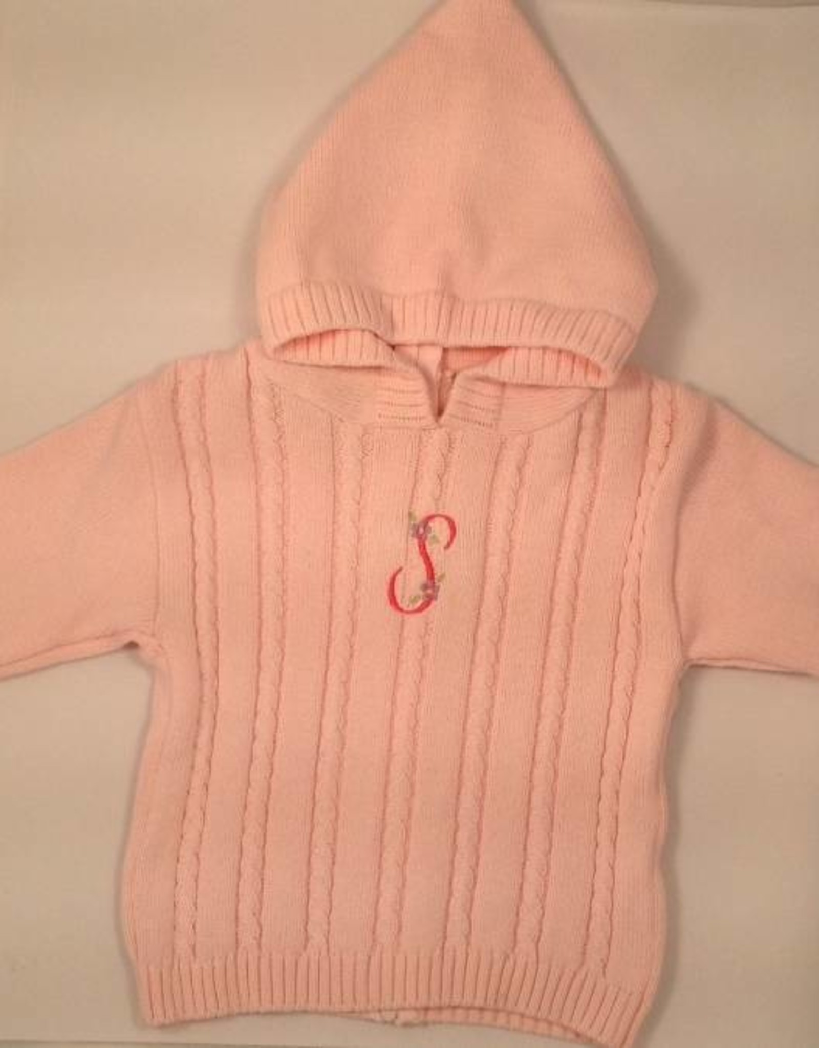 Carriage Boutique Pink Cable Hooded Sweater