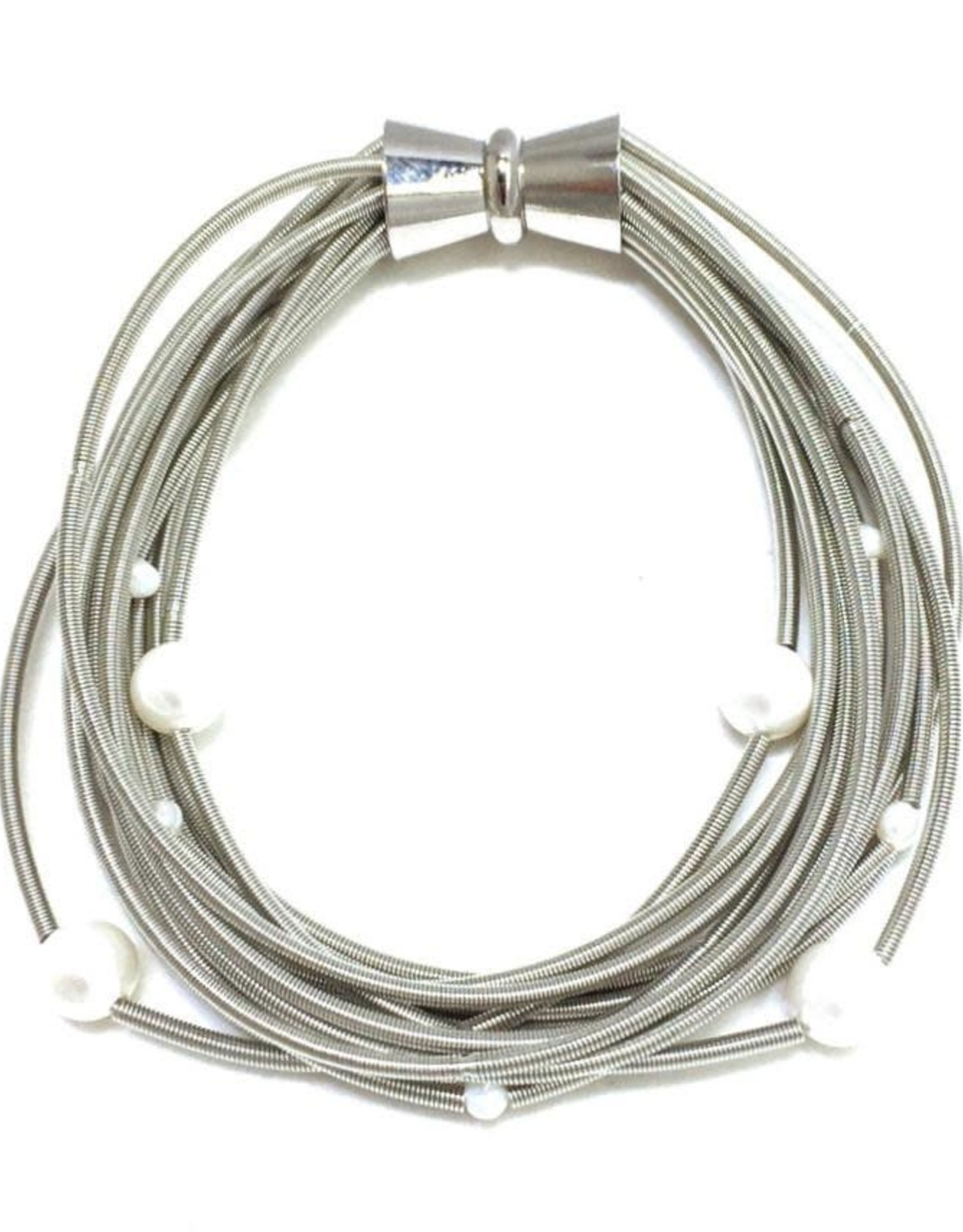 Sea-Lily Silver Piano Bracelet wire w/pearls