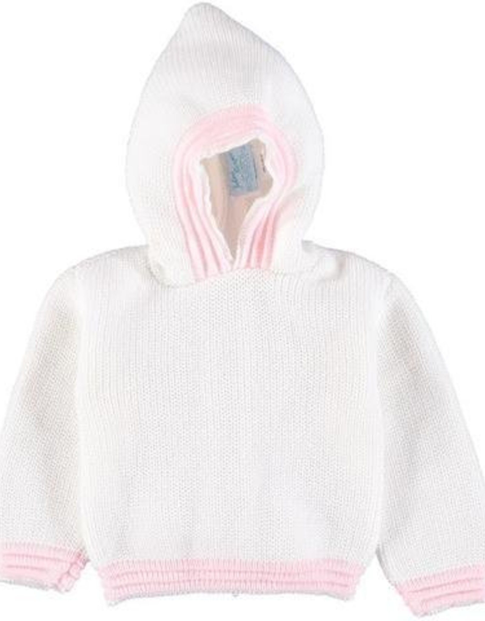 Carriage Boutique Acrylic White Pink Hooded Sweater