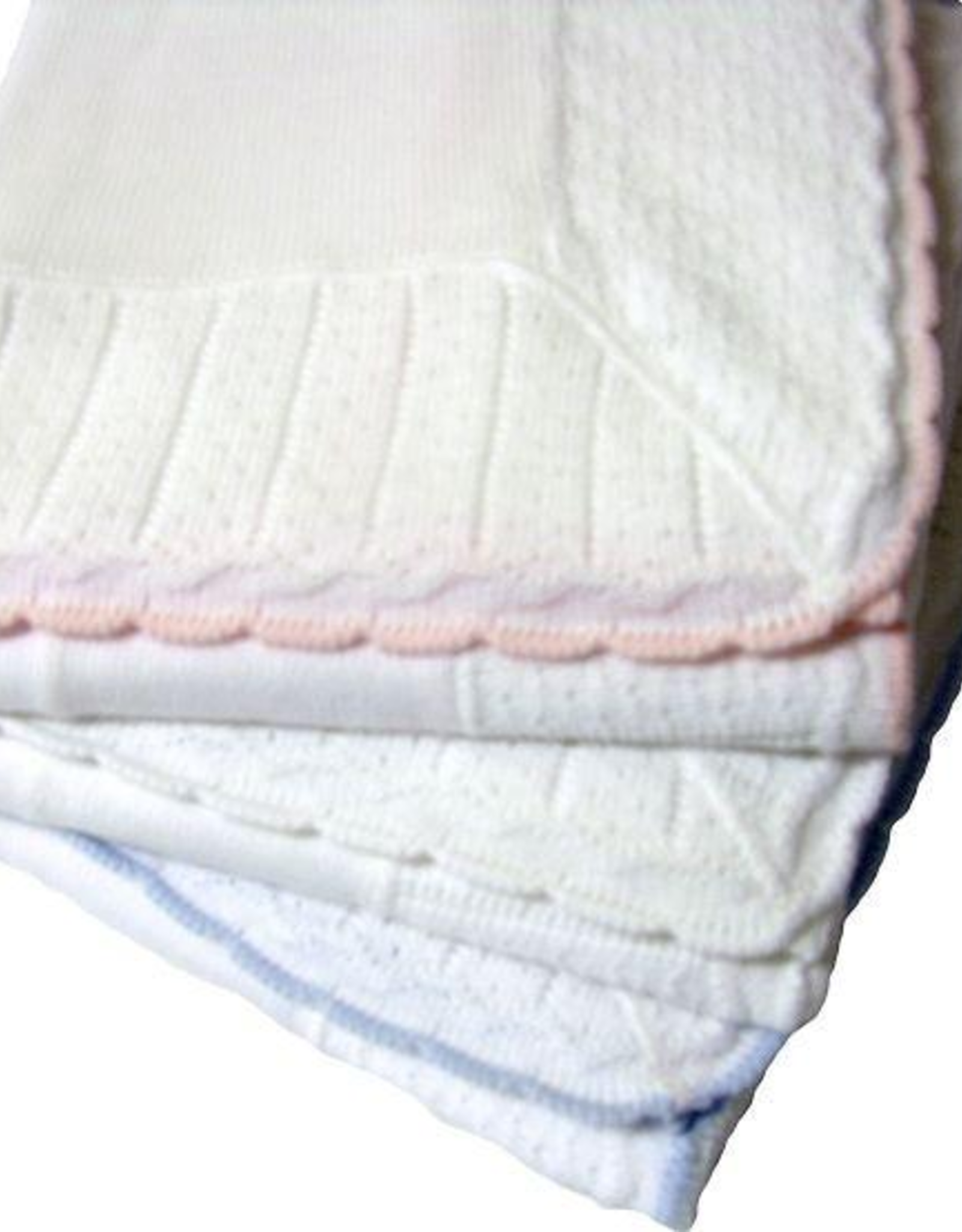 A Soft Idea Blanket w/pointelle border White Trim