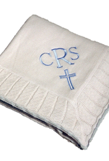 A Soft Idea Blanket w/pointelle border White Trim