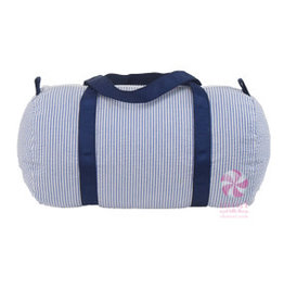 Oh Mint OhMint Baby Duffle Navy Seersucker 13"x11"