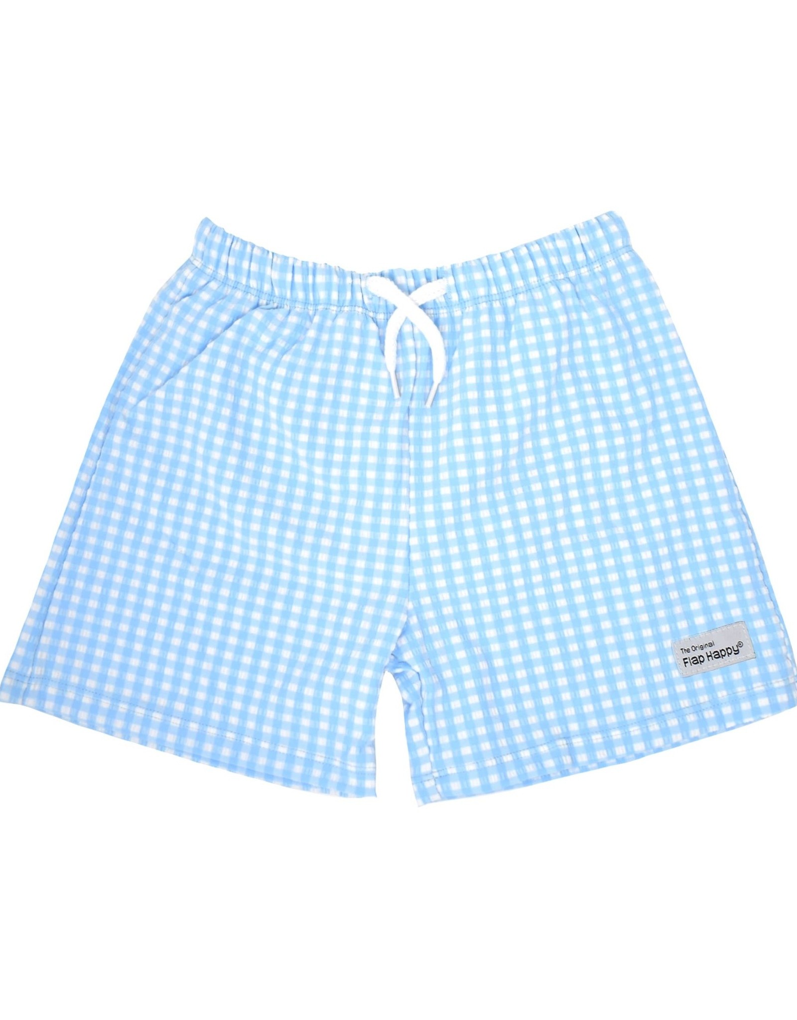 Flap Happy Blue Gingham Swim Trunks