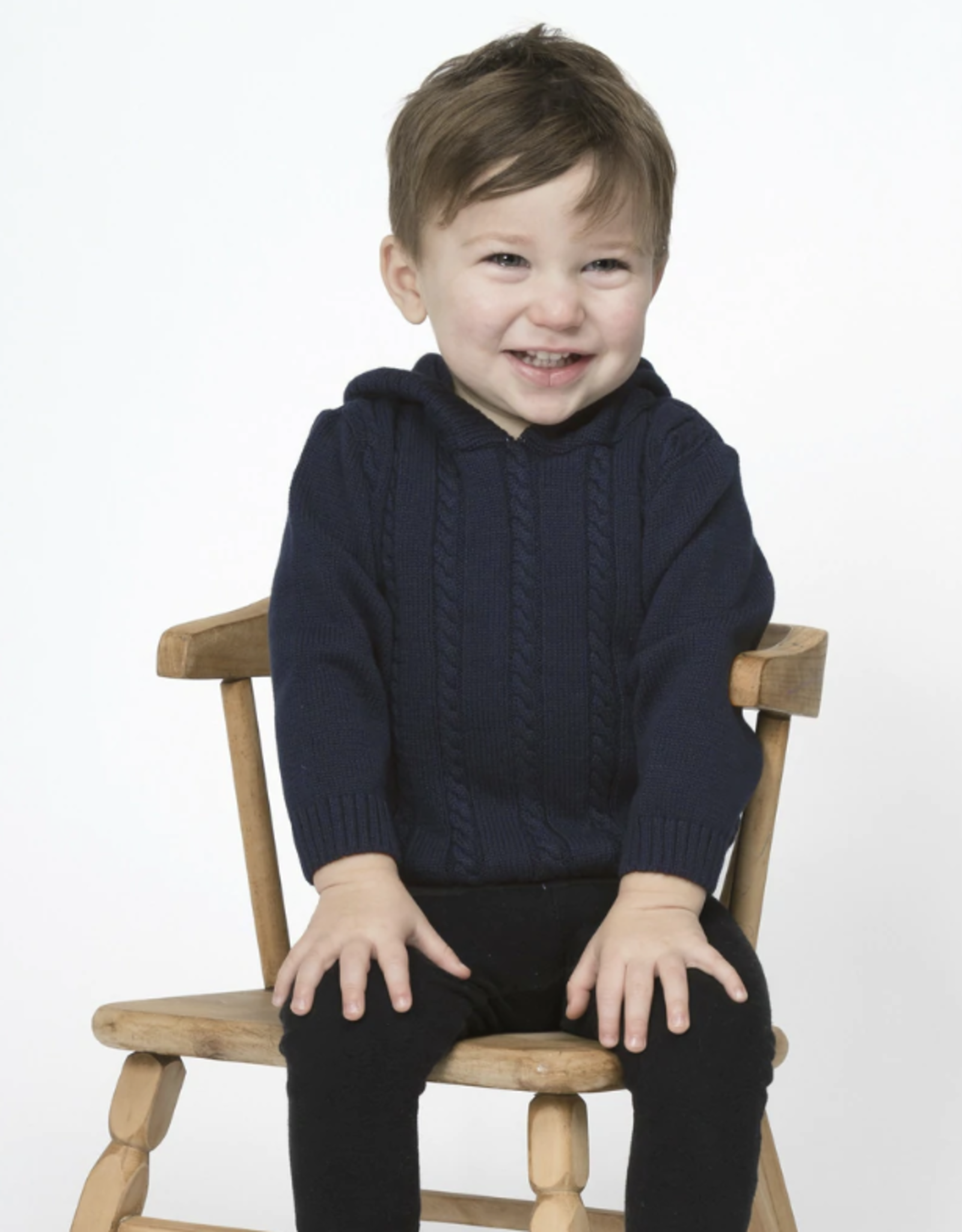 Carriage Boutique Cable Hooded Sweater Navy xx