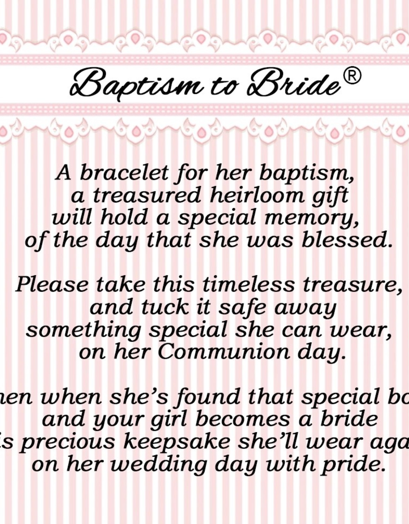Cherished Moments Baptism to Bride Cross Bracelet