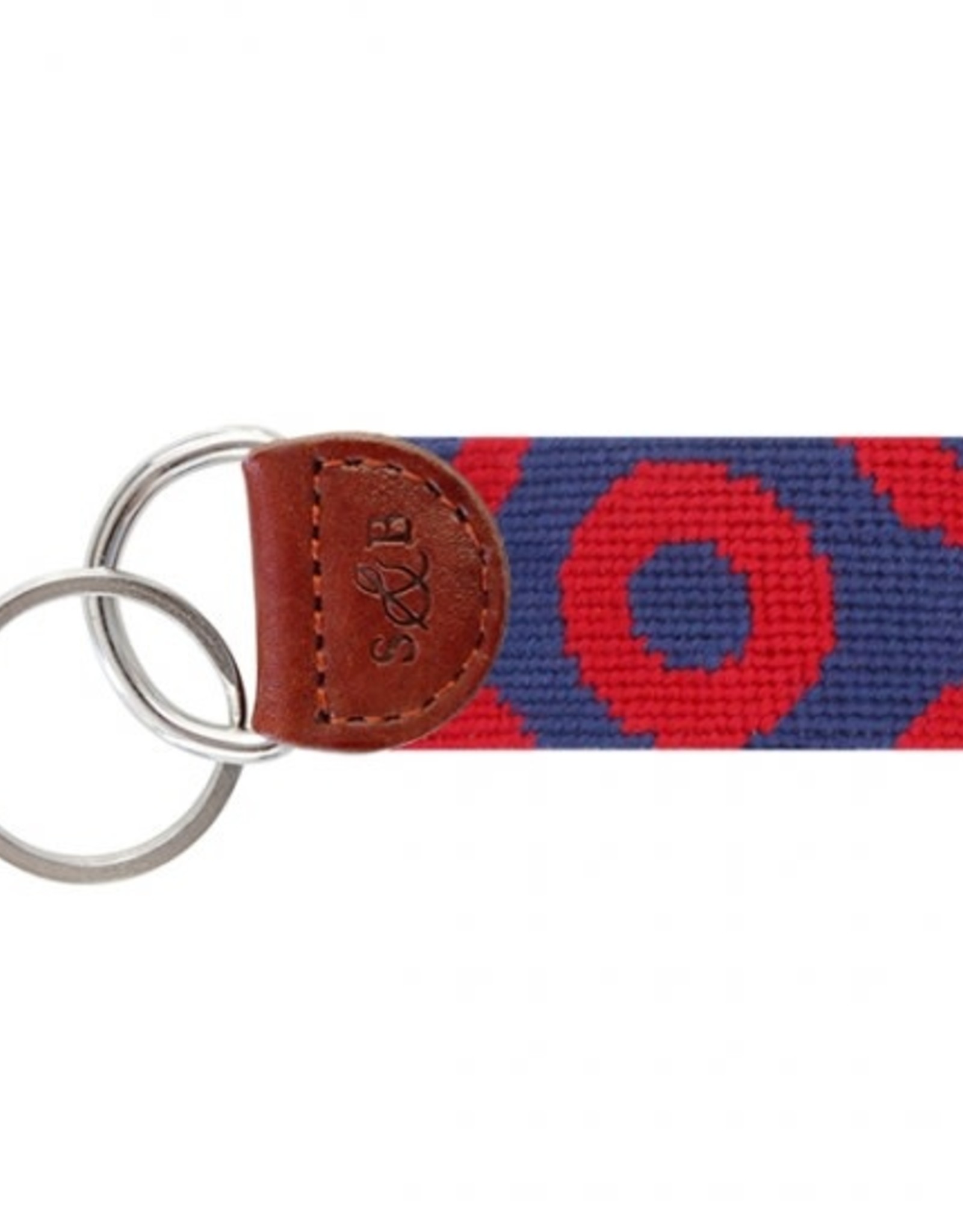 Smather's & Branson Key Fob Donut Pattern Navy Red