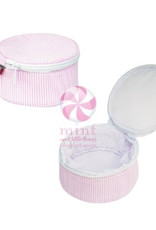 Mint Pink Seersucker Button Bag