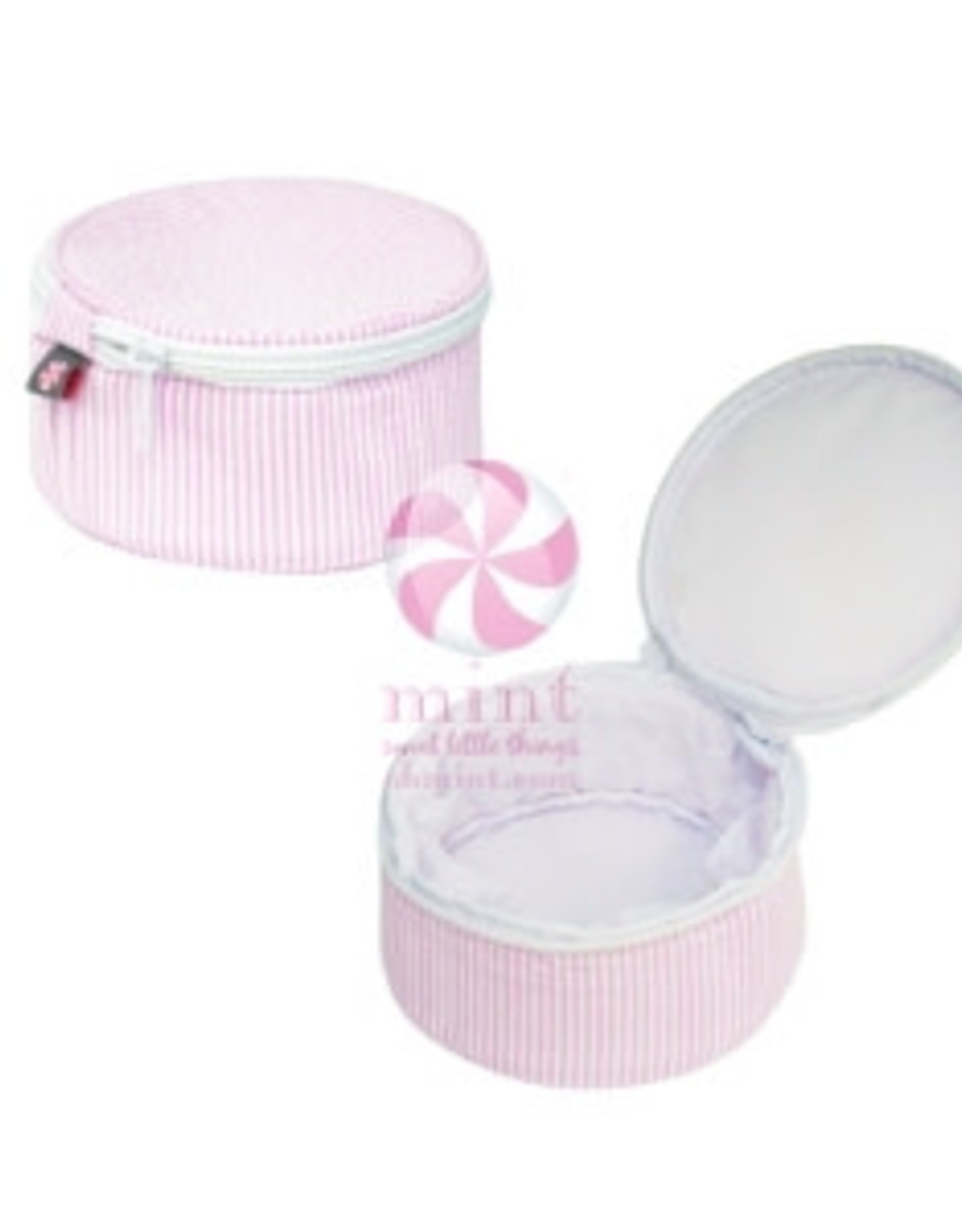 Mint Pink Seersucker Button Bag