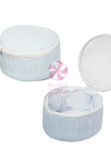 Mint Light Blue Seersucker Button Bag 6"