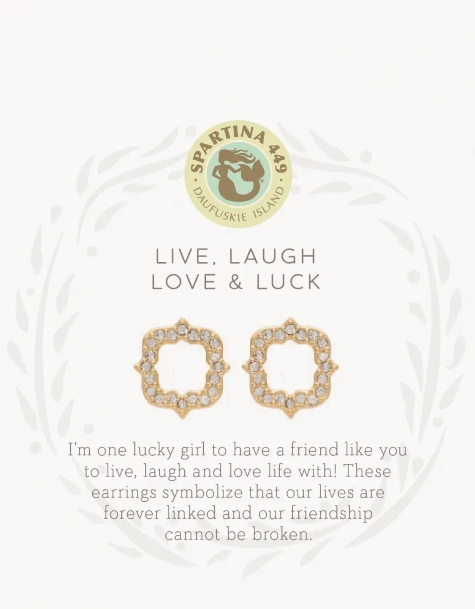 Spartina Live Laugh Luck Quarterfoil Gold Earrings