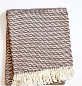 A Soft Idea Herringbone Plush Throw Cinnamon