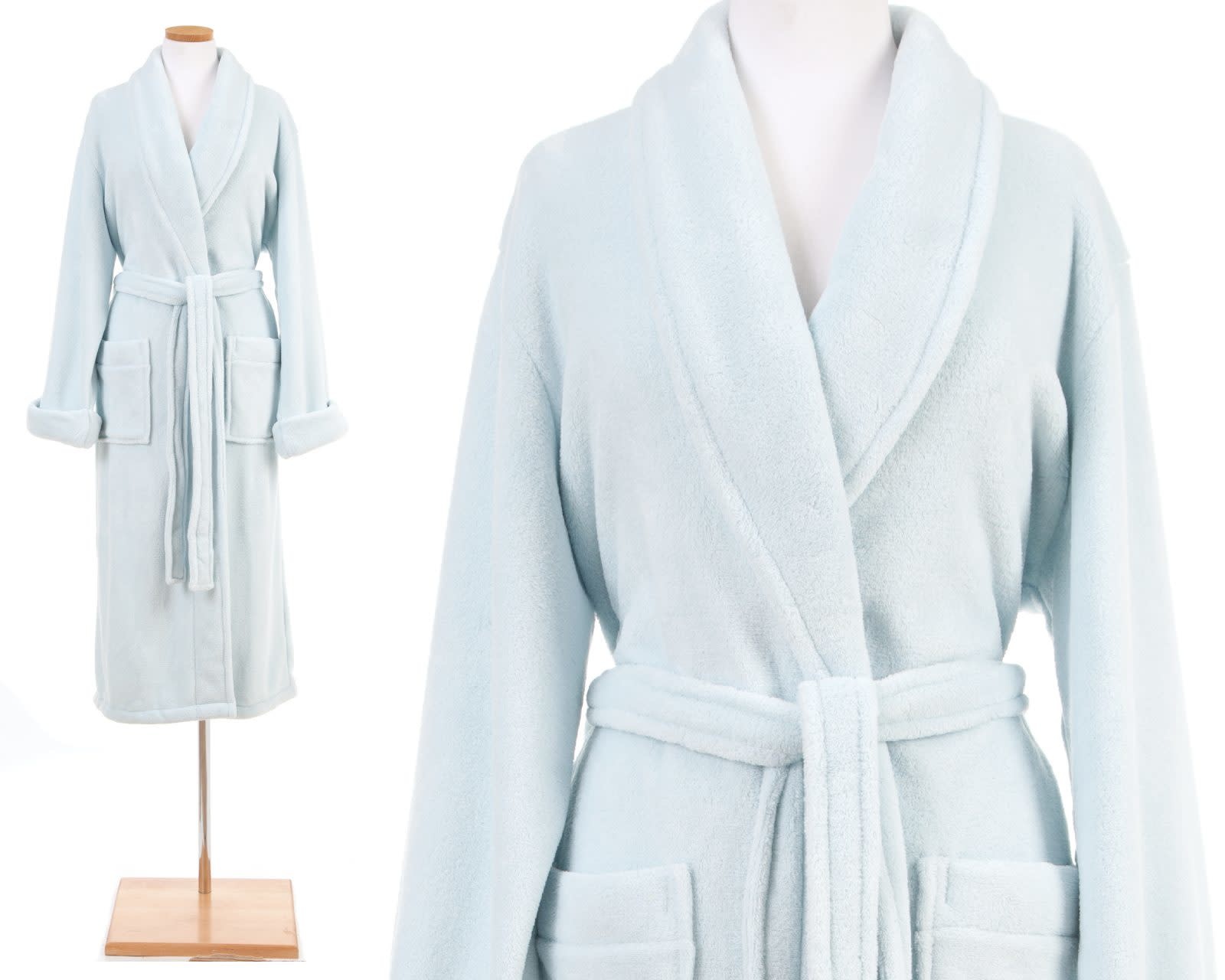 Sheepy Fleece Robe Chalk Blue - The Initial Choice
