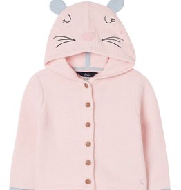 Joules Pink Mouse Hooded Cardigan