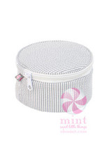 Mint Grey Seersucker Button Bag 6"