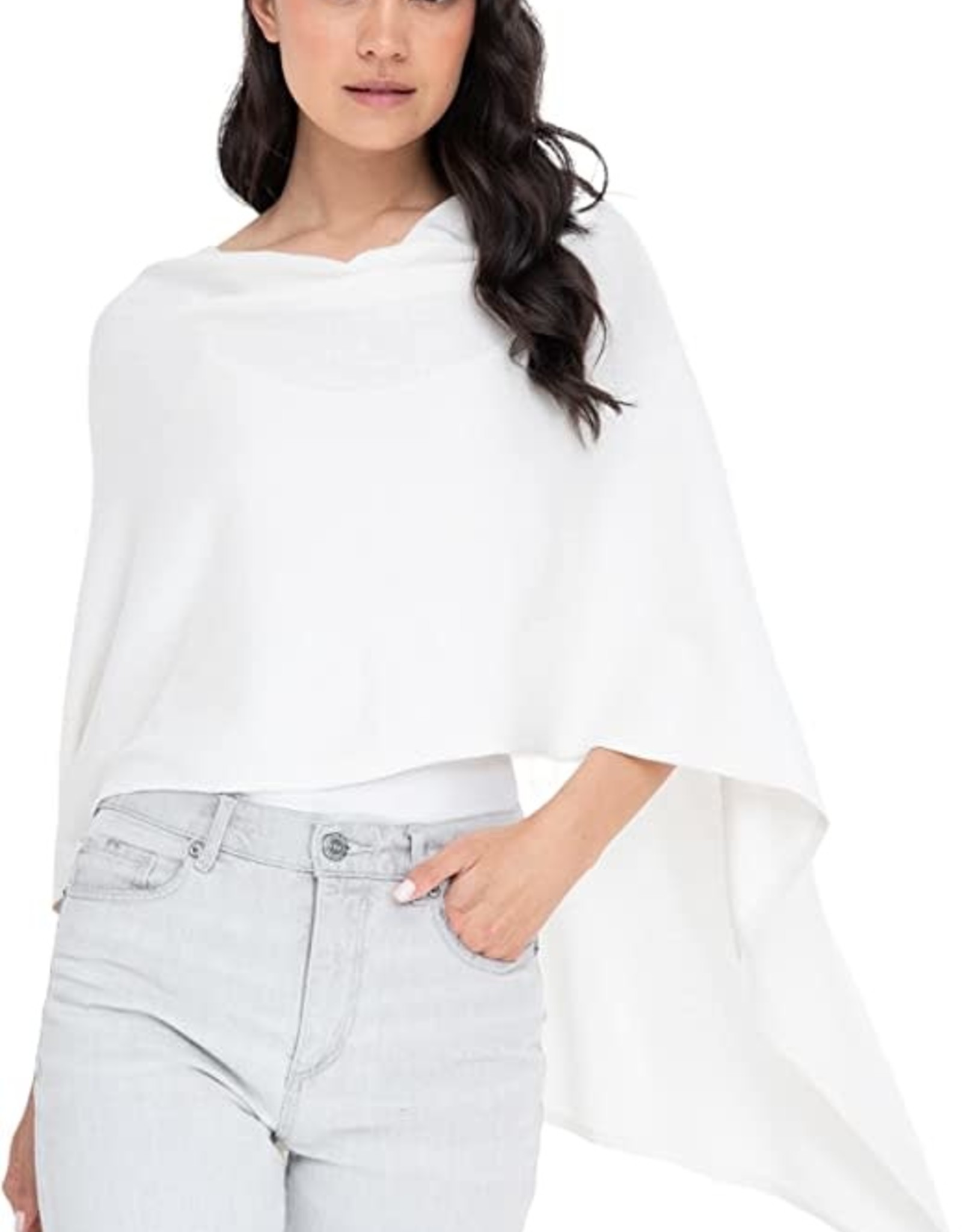 Alashan Cashmere Co. Cotton Cashmere Topper White