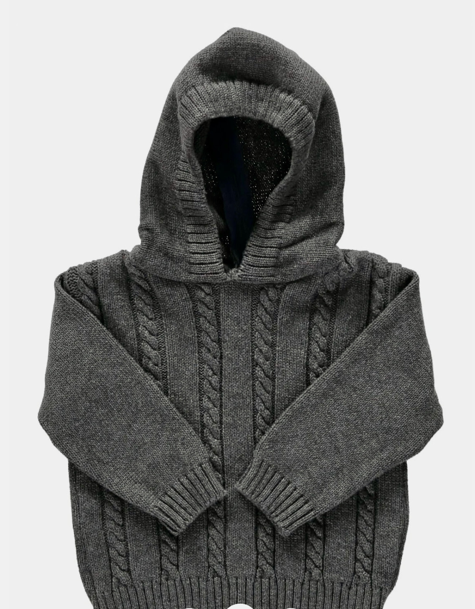 Carriage Boutique Cable Hooded Sweater Grey