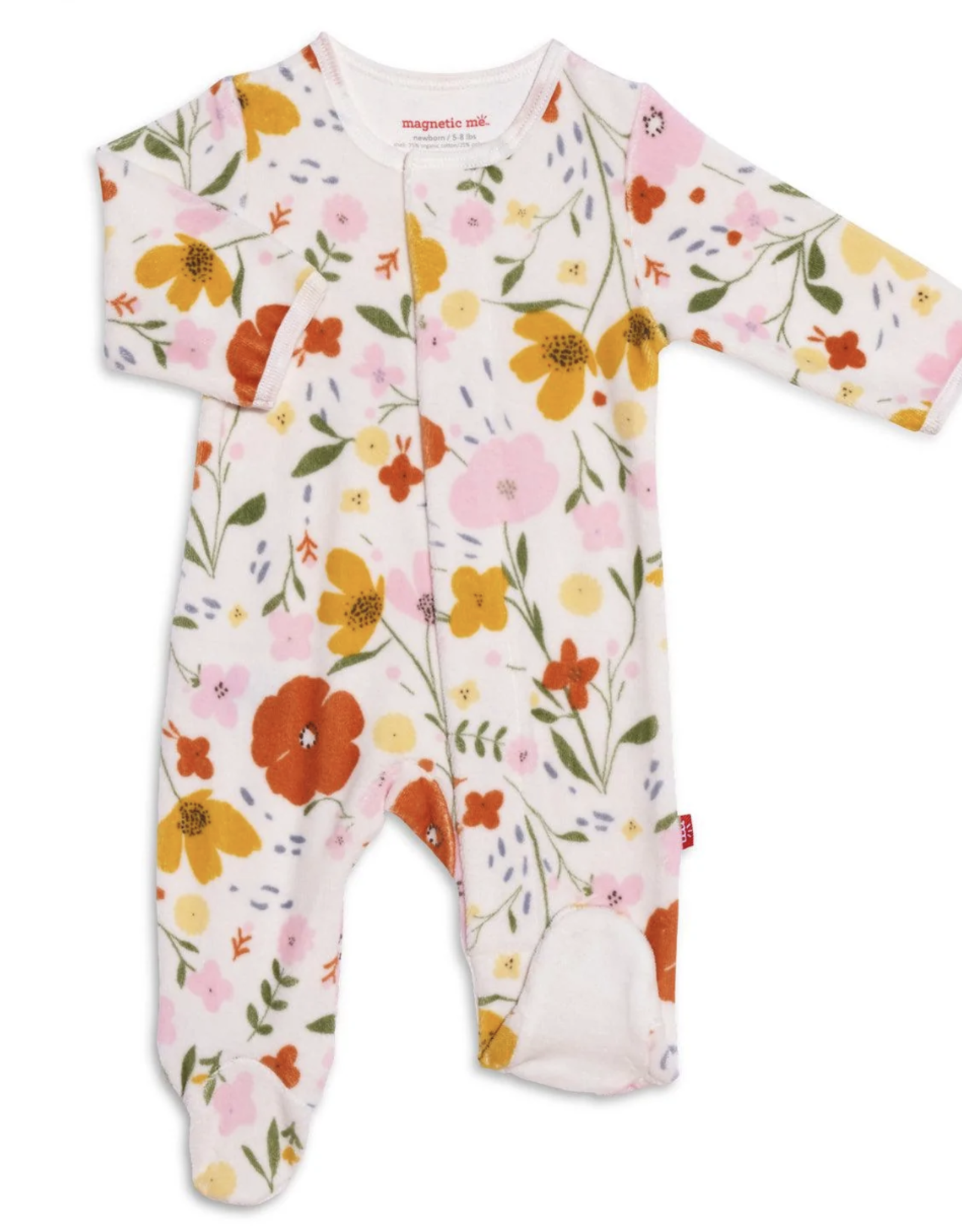 Magnificent Baby Posies Floral Velour Magnetic Footie