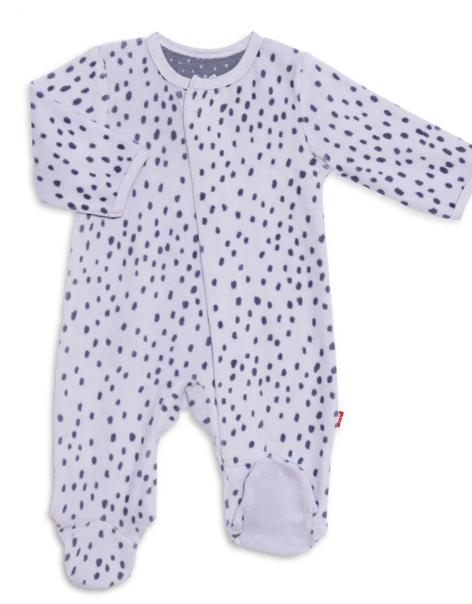 Magnificent Baby Painted Dots Velour Magnetic Footie