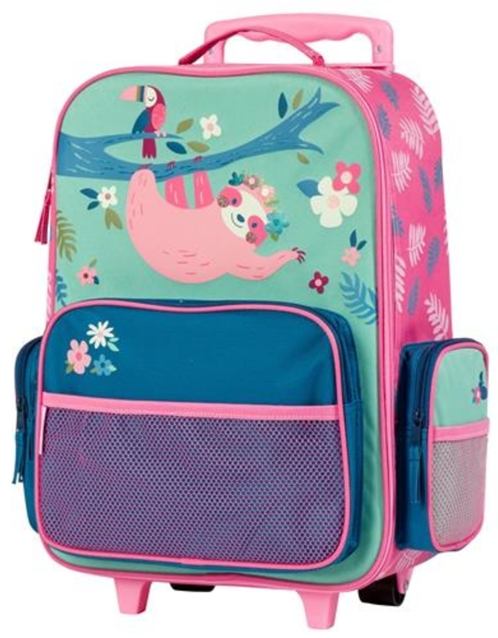 Stephen Joseph Rolling Luggage Pink Sloth