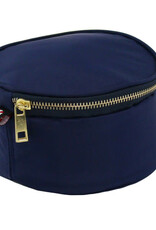 Mint Navy Brass Button Bag 6"