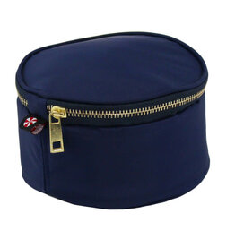 Mint Navy Brass Button Bag 6"