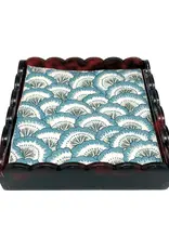 Mariposa Tortoise Blue Scalloped Napkin Box xx