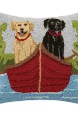 Lab Dogs on Canoe Pillow