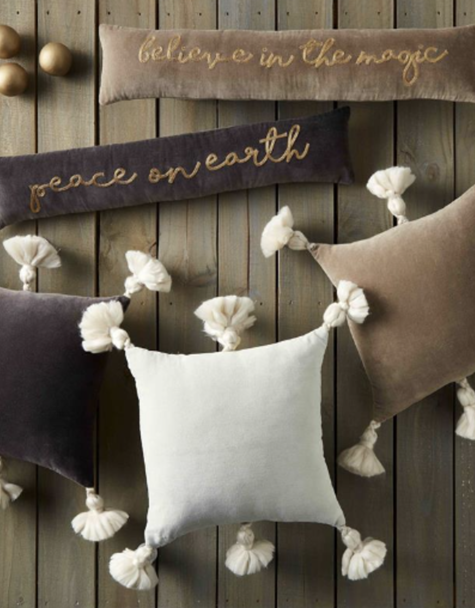 Dk Grey Velvet Tassel Pillow