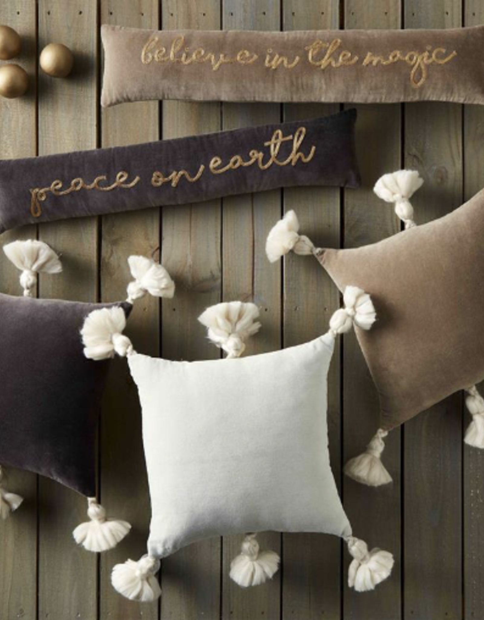 Mudpie Dk Grey Velvet Tassel Pillow