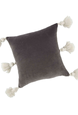 Dk Grey Velvet Tassel Pillow