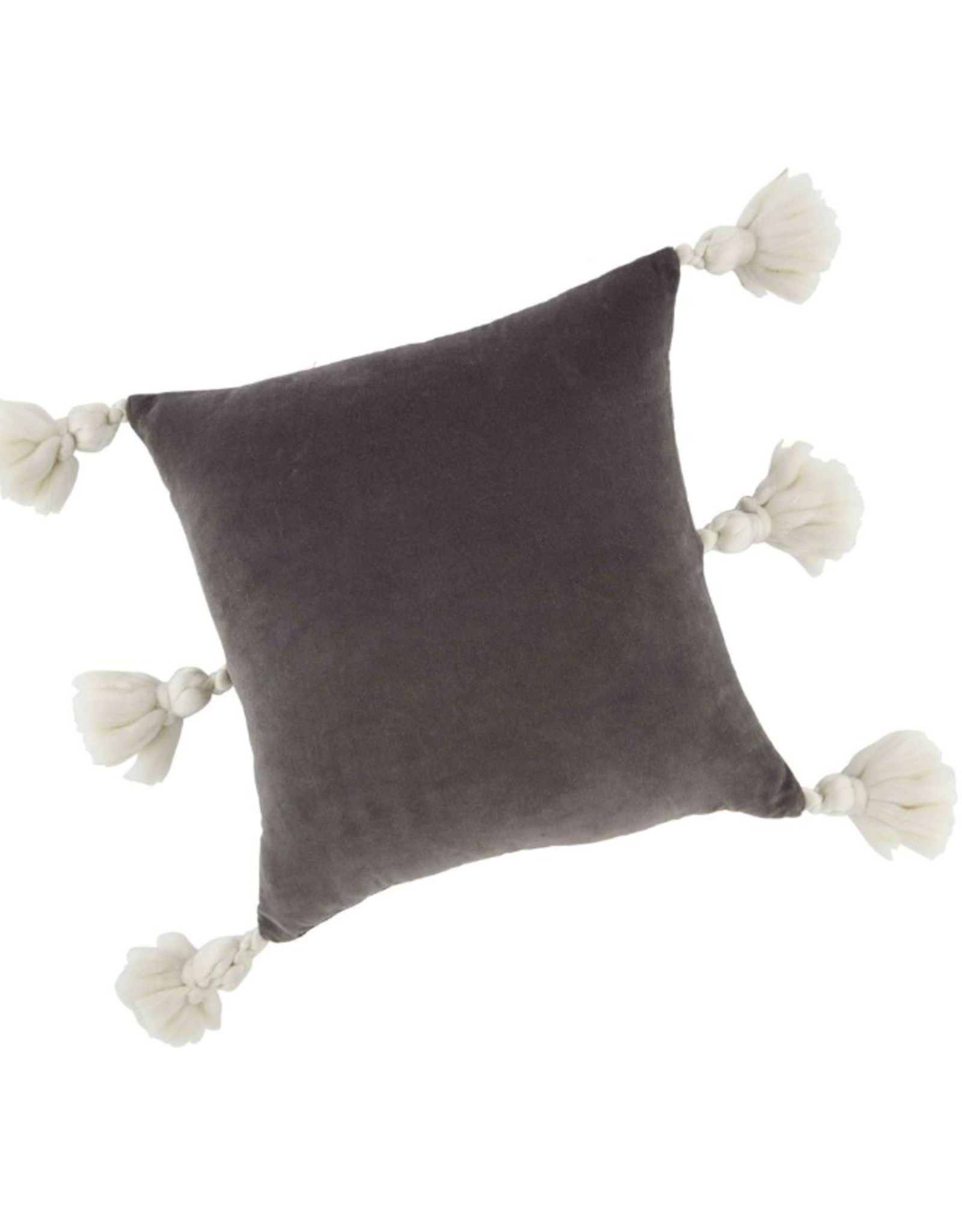 Mudpie Dk Grey Velvet Tassel Pillow
