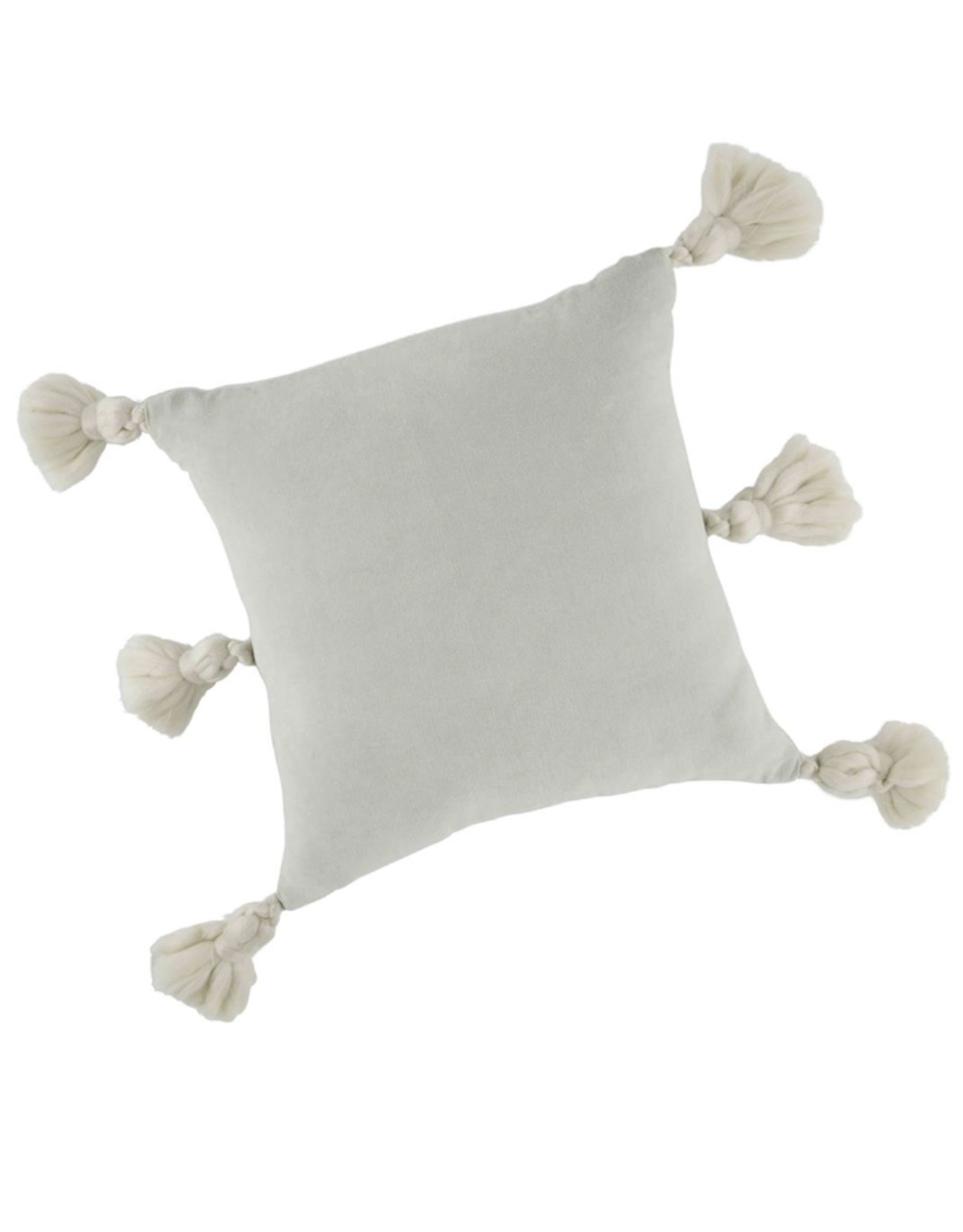 Lt Grey Velvet Tassel Pillow