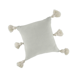 Lt Grey Velvet Tassel Pillow