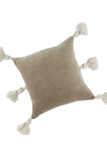 Mudpie Taupe Velvet Tassel Pillow