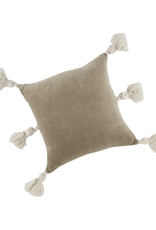 Taupe Velvet Tassel Pillow