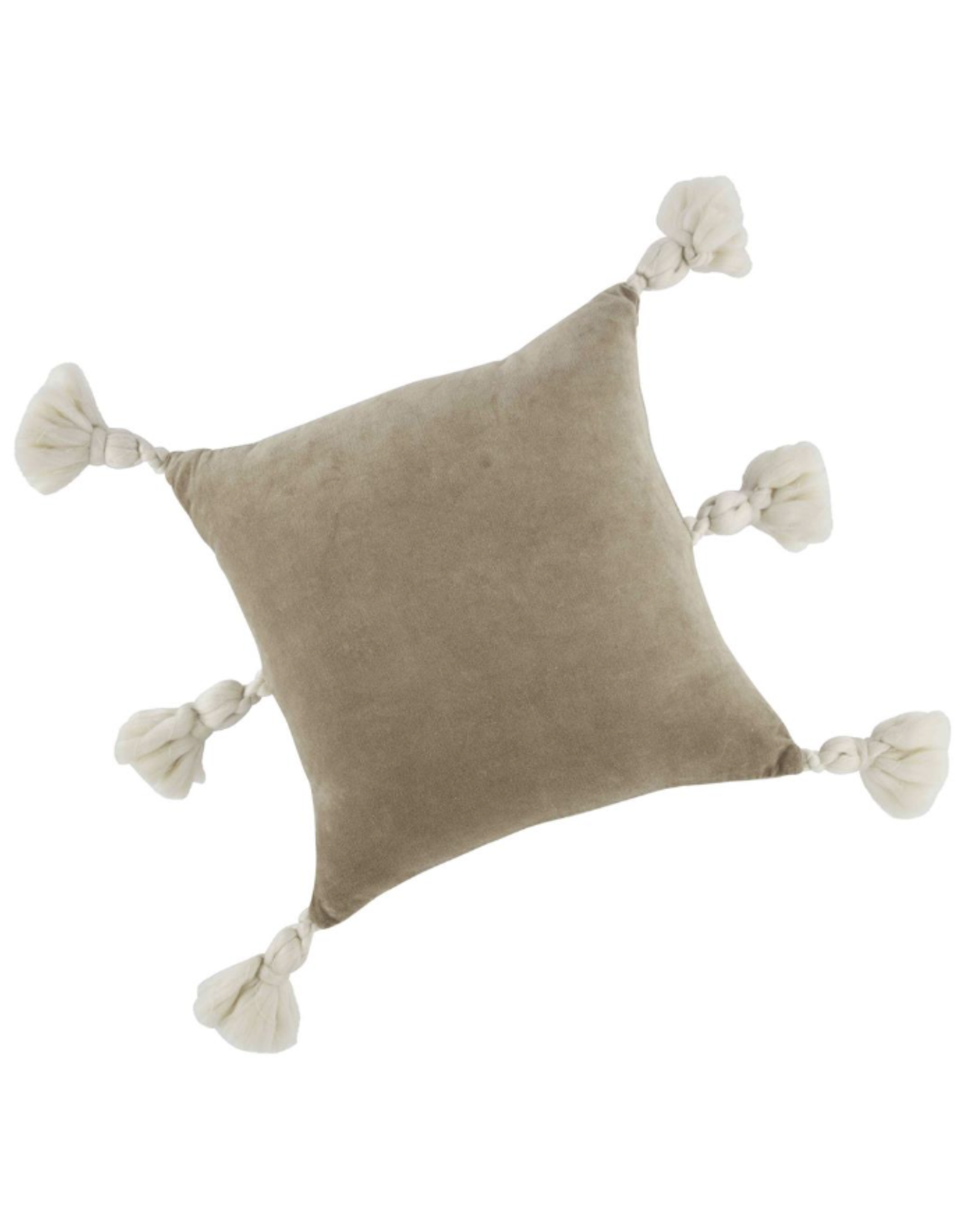 Mudpie Taupe Velvet Tassel Pillow