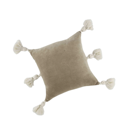 Mudpie Taupe Velvet Tassel Pillow