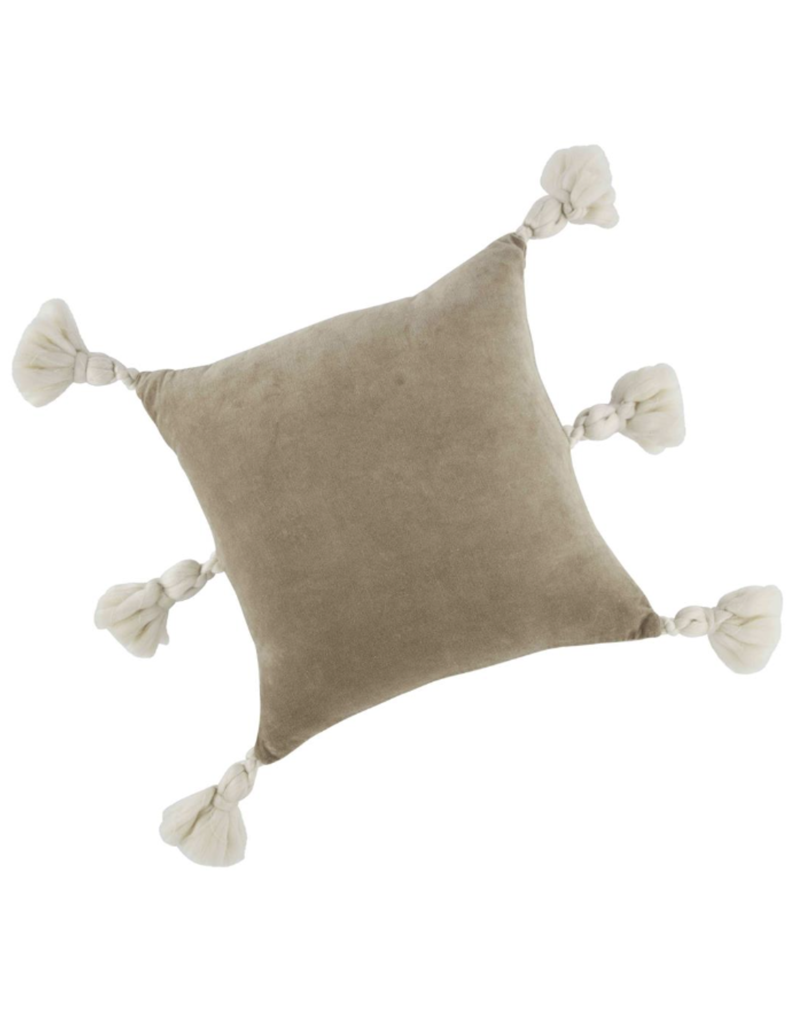 Taupe Velvet Tassel Pillow