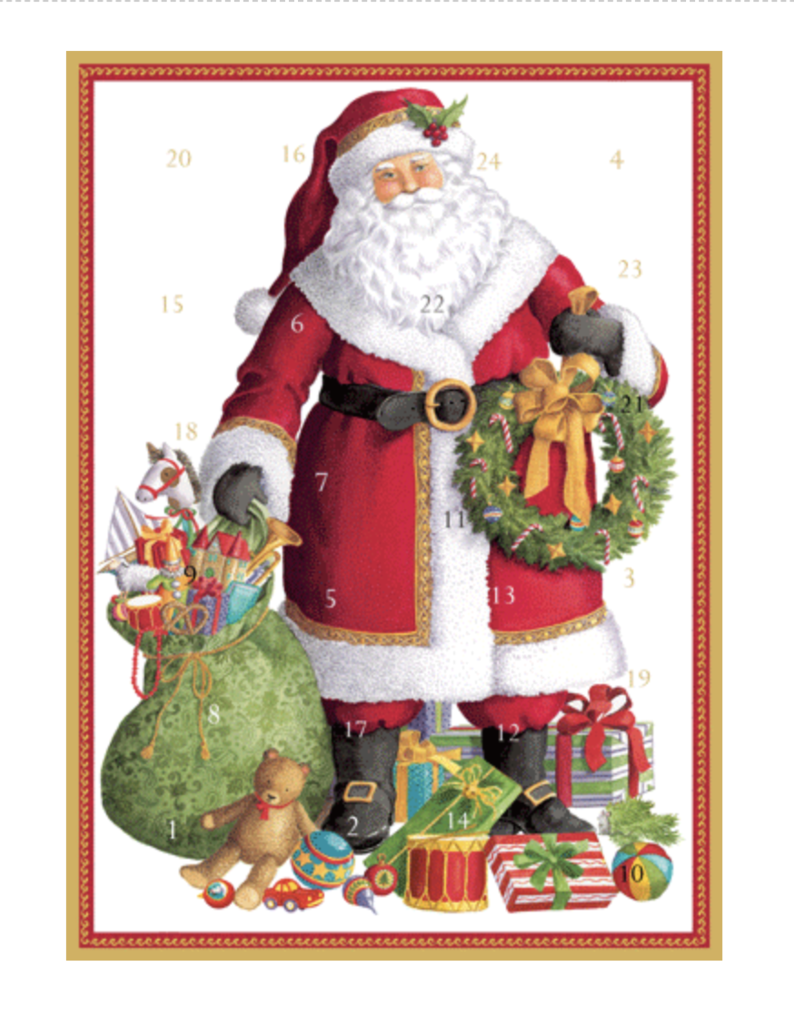 Caspari Santa Claus Advent Calendar Card