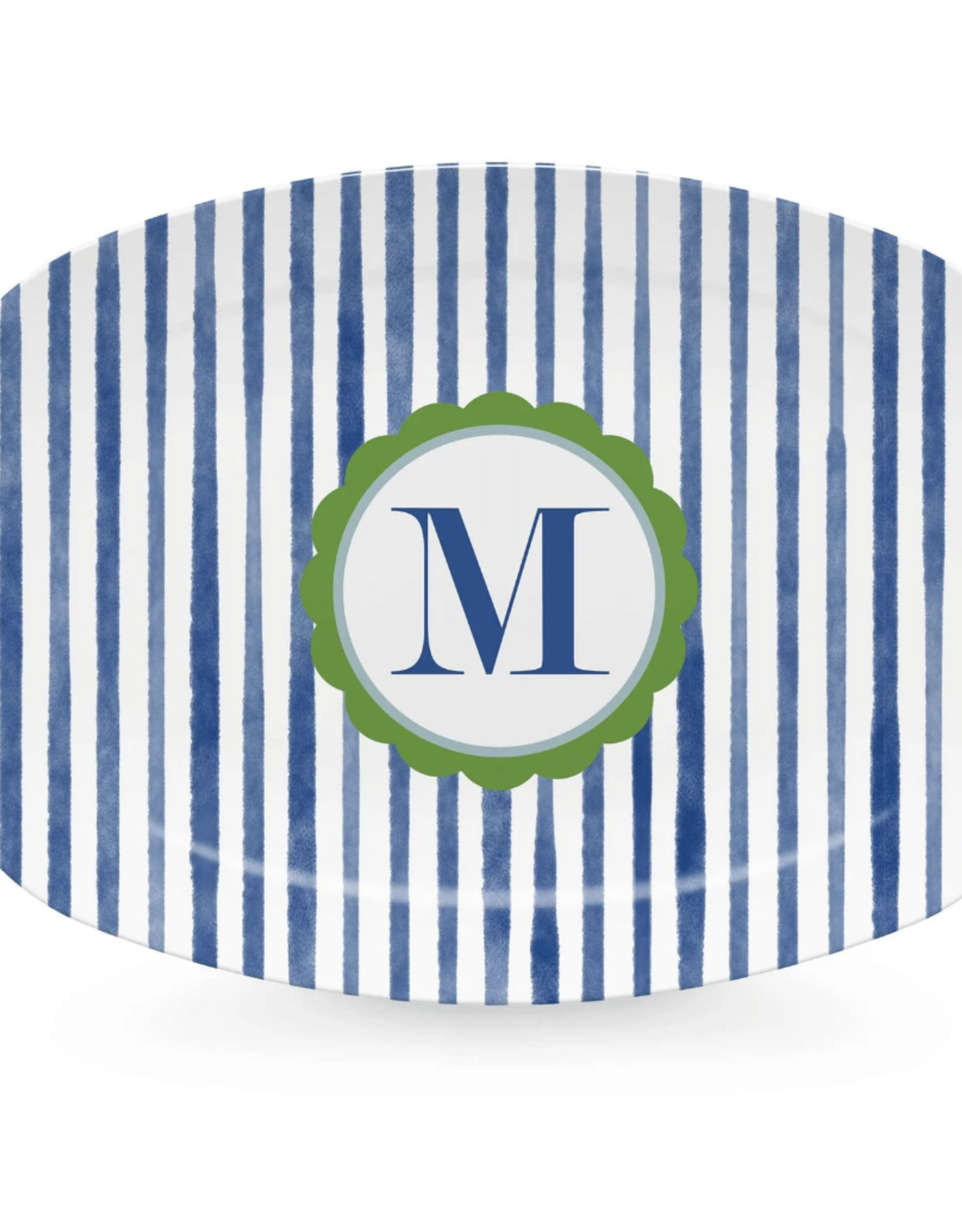 Mariposa Blue Simple Stripes Platter-M