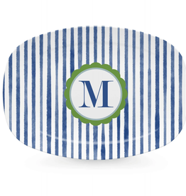 Mariposa Blue Simple Stripes Platter-M
