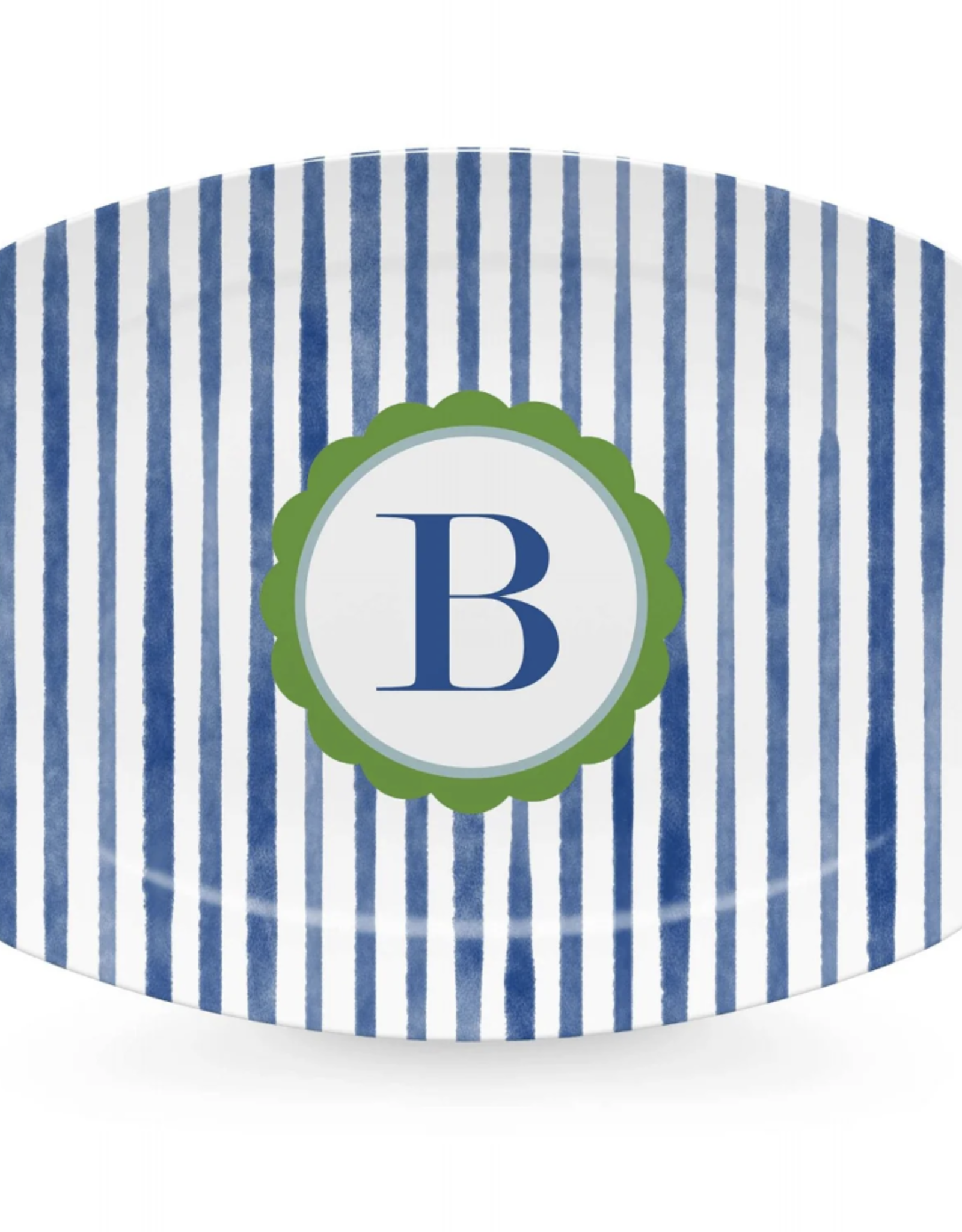 Mariposa Blue simple Stripes Platter-B