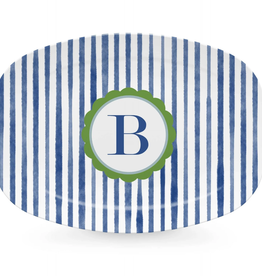 Mariposa Blue simple Stripes Platter-B
